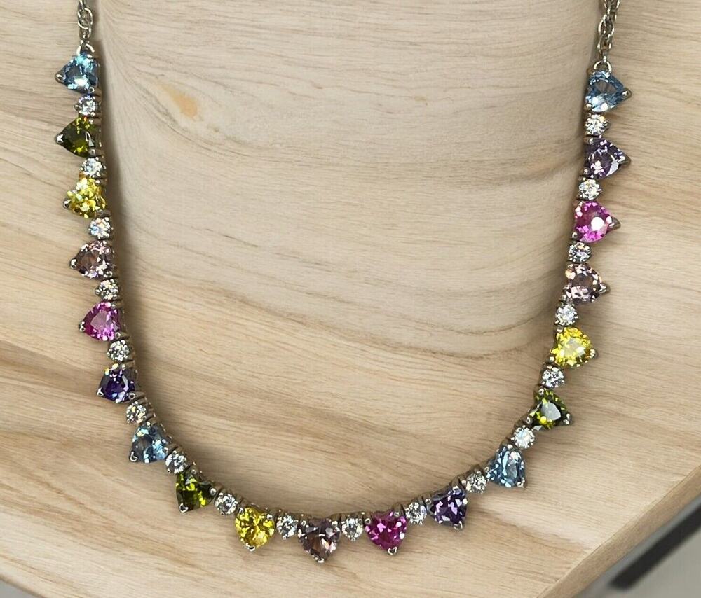 Sterling Silver 'Endless Love' Heart Necklace Stunning Fashion Trendy Glam NEW